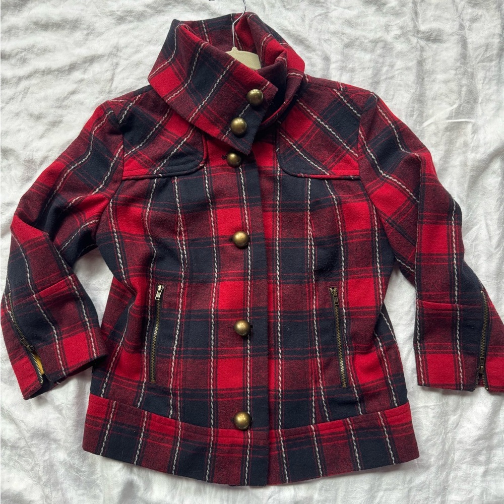 Tulle red blue plaid jacket tartan medium